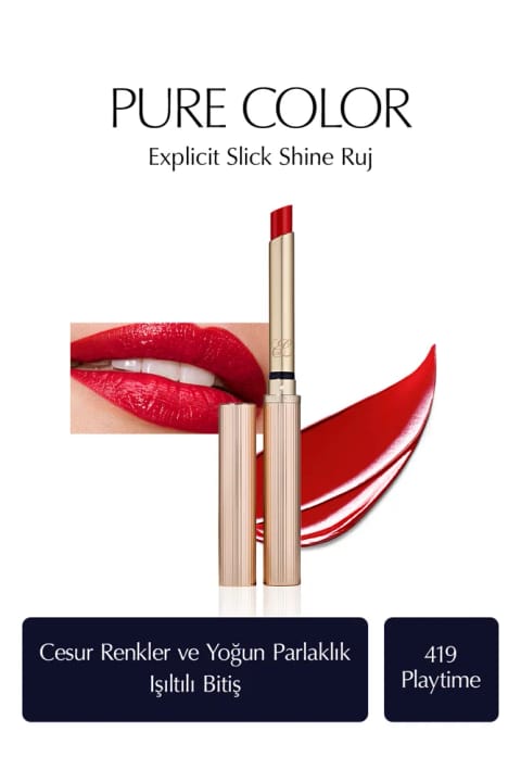 رژ لب براق Estee Lauder مدل Pure Color Explicit Slick Shine - رنگ Ren... — 419 Playtime