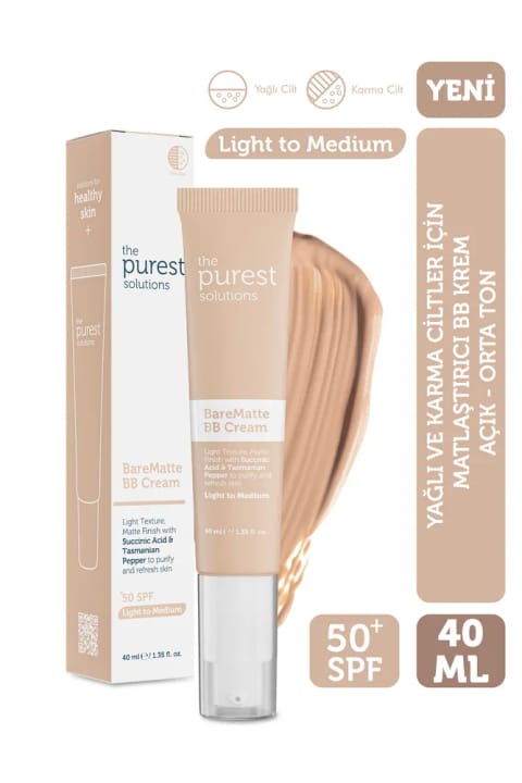 کرم بی‌بی مات‌کننده The Purest Solutions مناسب پوست چرب و مختلط، SPF 50