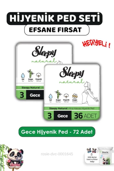 Sleepy Natural اولترا حساس نوار بهداشتی شبانه ۷۲ عددی و ROSIE