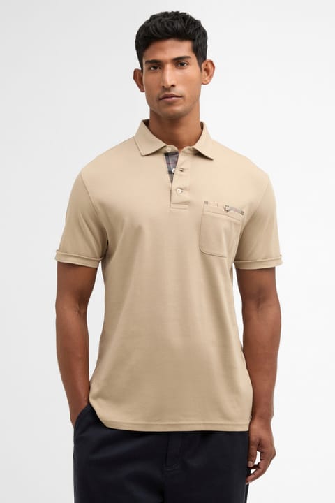 پولو یقه Barbour Premium Corpatch Tailored ST17 Washed Stone