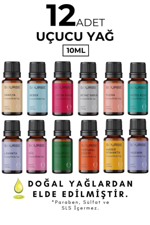 SOURBE اسانس روغن معطر ۱۰ میلی‌لیتری (ست ۱۲ عددی)