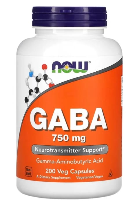 NOW Foods GABA 750 mg 200 کپسول گیاهی
