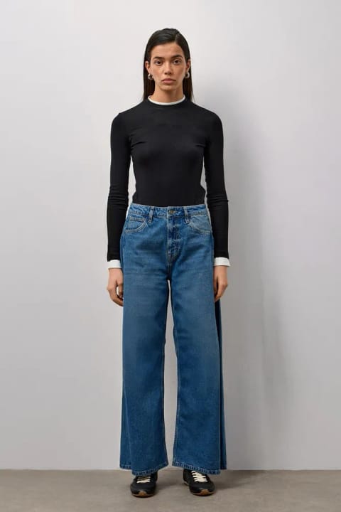 جین Wide Leg فاق بلند آبی روشن