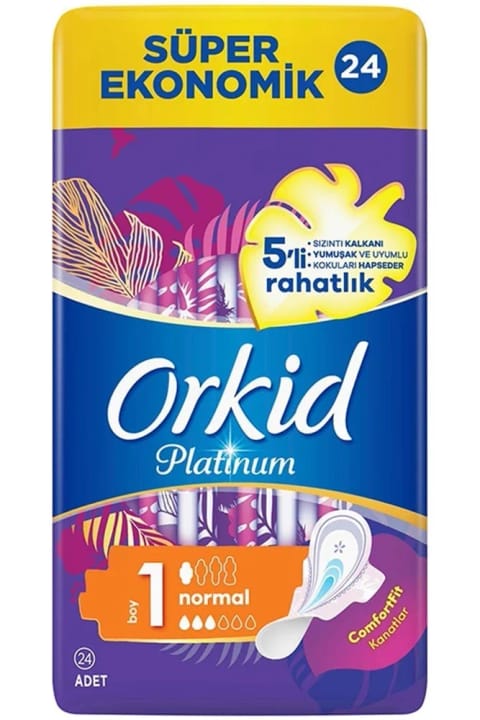 Orkid Platinum بال‌دار معمولی (سایز 1) 24 عدد نوار بهداشتی