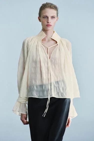 ZW COLLECTION بلوز لیوسل جمع‌شده
