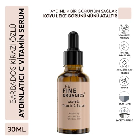 سرم روشن‌کننده و ویتامین C صورت با عصاره گیلاس باربادوس The Fine Organics 30ml