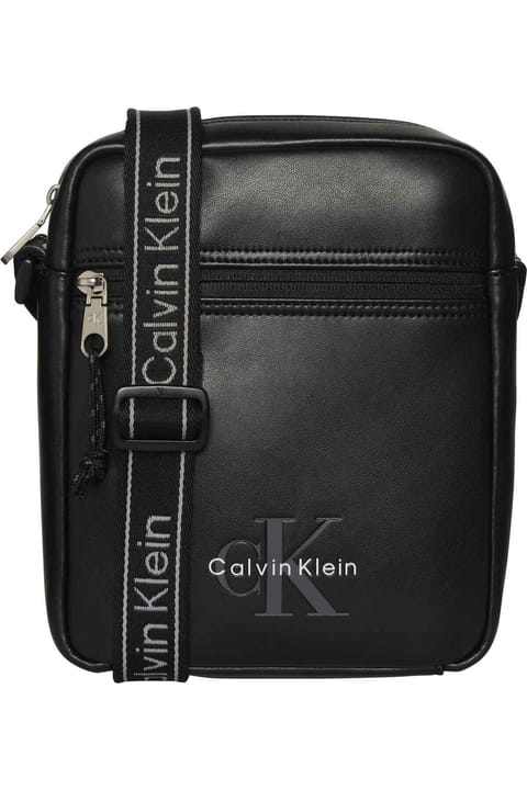 بند شلوار چرمی مردانه Calvin Klein مدل قابل تنظیم با جزئیات فلزی CK و بست زیپ مشکی...