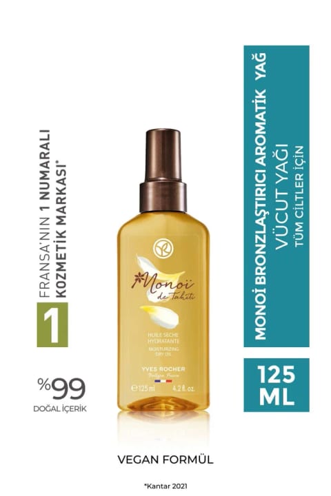 روغن معطر برنزه‌کننده مرطوب‌کننده و مغذی Monoi Yves Rocher برای تمام انواع پوست