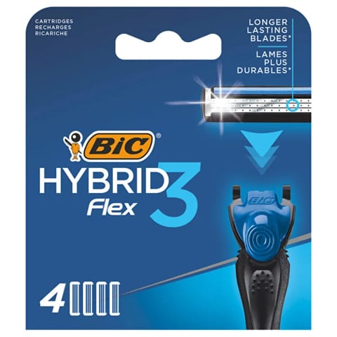 Bic Flex3 Hybrid 3 تیغه 4 کارتریج یدکی تیغ اصلاح