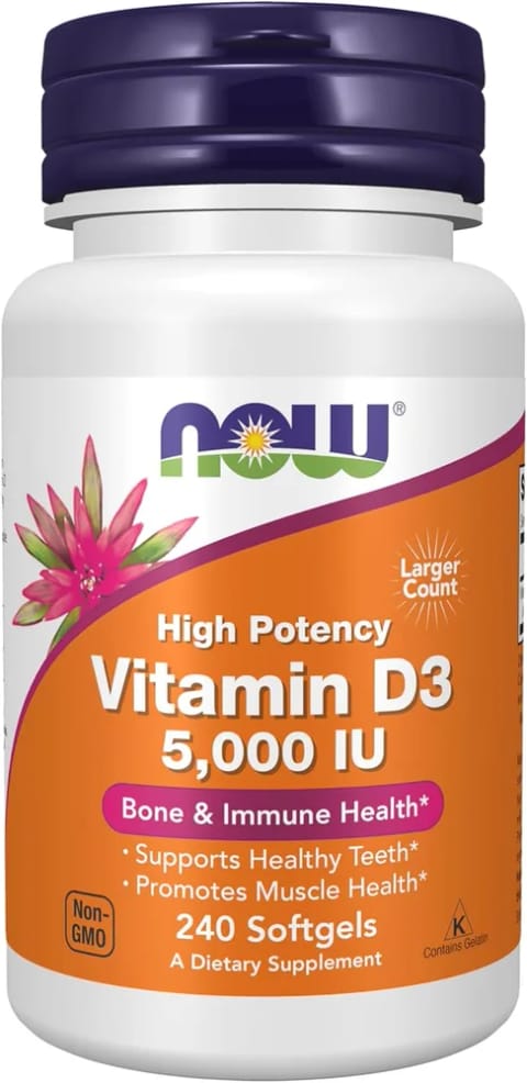NOW Foods Vitamin D3 High Potency 125 μg 5000 IU 240 Softgels