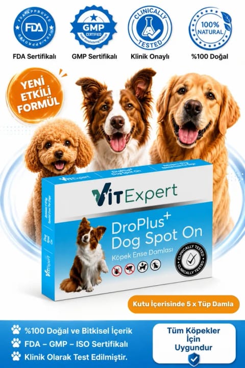 Vitexpert Droplus قطره ضد انگل خارجی سگ برای کنه، کک و شپش و مراقبت از پوست...