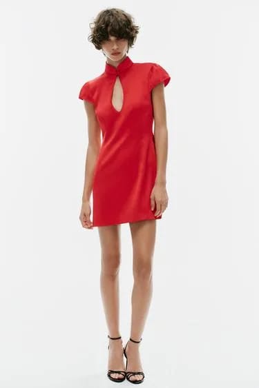 Zara SATIN CUT-OUT MINI DRESS