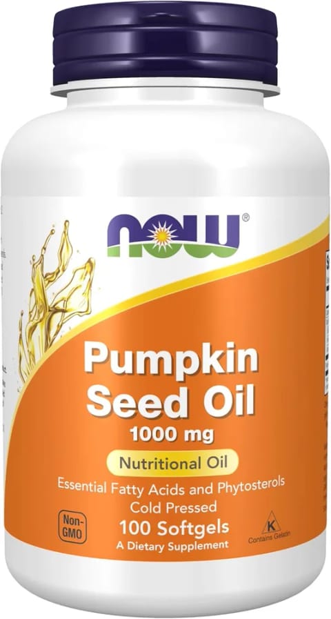 روغن تخم کدو NOW ۱۰۰۰ میلیگرم با اسیدهای چرب ضروری و فیتواسترولها، پرس سرد، ۱۰۰ سافتجل