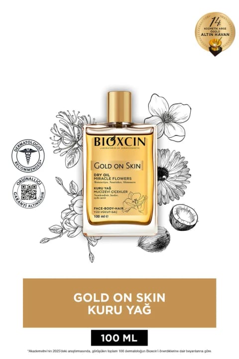 Bioxcin Gold On Skin روغن خشک 100 میلیلیتری مغذی و مرطوبکننده پوست و مو