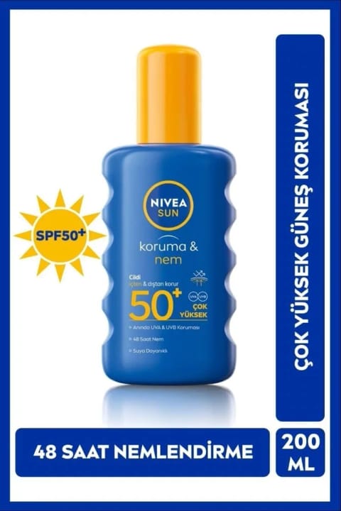 NIVEA Sun SPF 50+ محافظت و آبرسانی 48 ساعته کرم ضدآفتاب اسپری 200 میلیلیتری