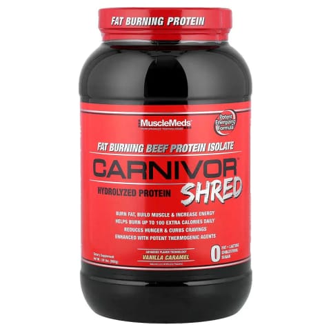 پروتئین ایزوله هیدرولیز شده MuscleMeds Carnivor Shred طعم وانیل کارامل ۸۶۸ گرم