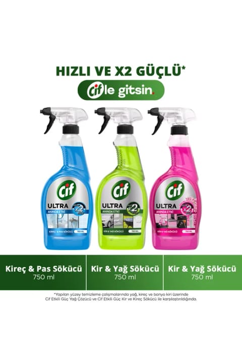 Cif Ultra اسپری پاککننده فوری چربی و لکه 750 میلیلیتر + اسپری ساکورا + اسپری ضد رسوب