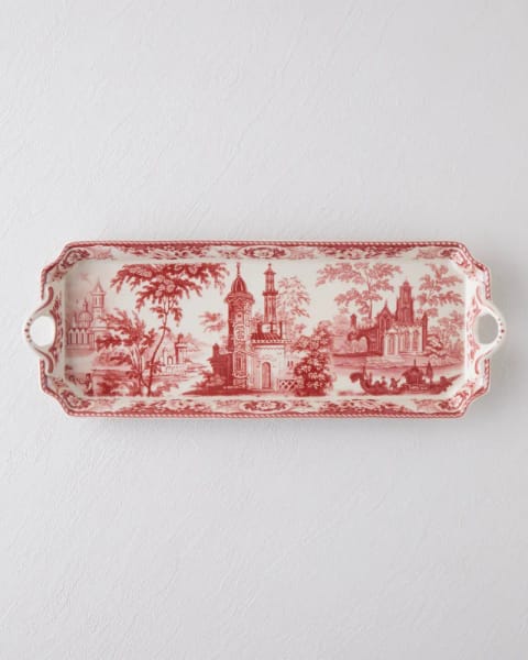 بشقاب بیضی Preston Stoneware 38 سانتی‌متر بورگوندی