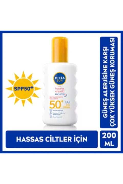 NIVEA Sun SPF 50+ اسپری ضدآفتاب محافظ حساس پوست ۲۰۰ میلیلیتر