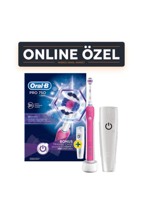 Oral-B Pro 750 صورتی + کیف مسافرتی (سایز کوچک) (1 عدد)