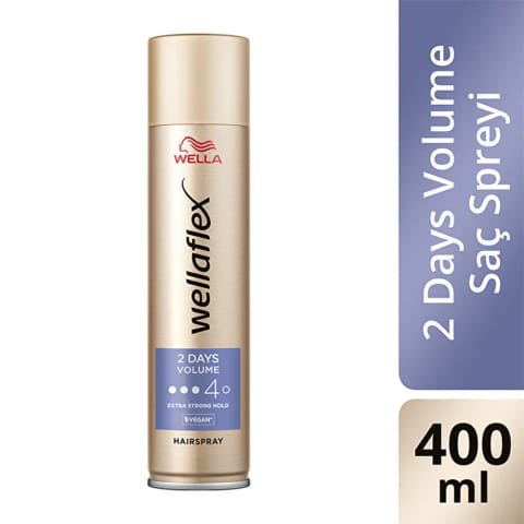 Wella Wellaflex 2 Days Volume اسپری مو حالت‌دهنده حجم‌دهنده برای ۲ روز، تثبیت فوق‌العاده قوی ۴۰۰ میلی‌لیتر - درجه تثبیت ۴/۵