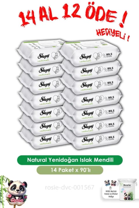 Sleepy 14 AL 12 ÖDE Natural دستمال مرطوب نوزاد 90 عددی و ROSIE