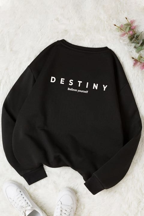 سویشرت یقه گرد چاپ Destiny یونیسکس uyguntarz