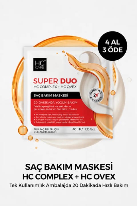 HC Care Super Duo 20 Dakikada Yoğun Onarıcı & Nemlendirici Saç Maskesi