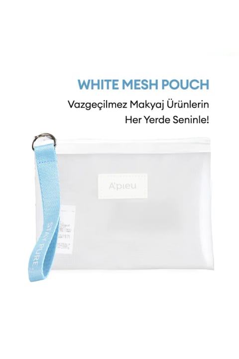 میزا کیف لوازم آرایش مشبک سفید شفاف سایز کوچک A'PIEU White Mesh Pouch