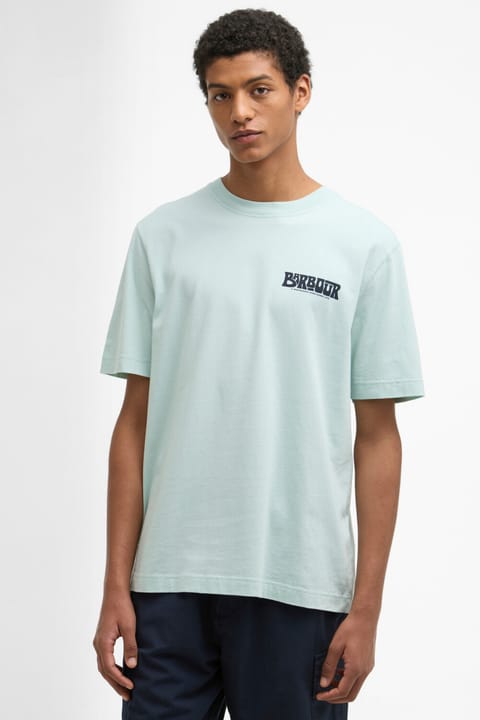 تیشرت گرافیکی ریلکس Barbour Frome BU11 رنگ آبی نعنایی