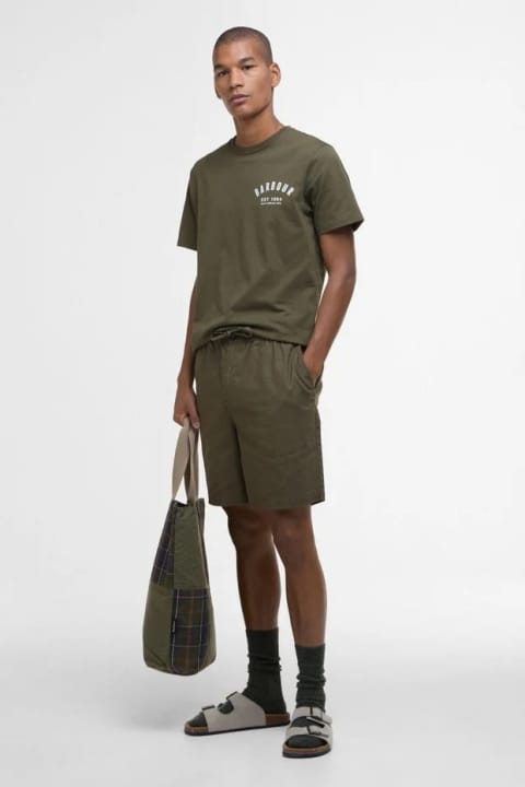 شورت راحتی Barbour کتان نخی SG31 Light Sage