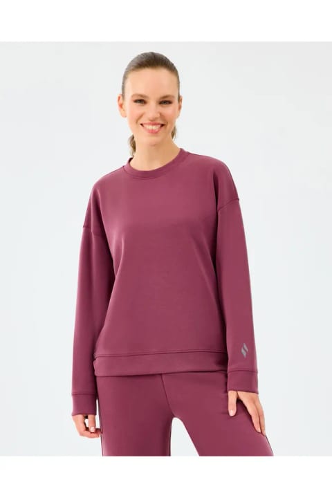 SKECHERS W Lounge Loose Crew Neck Sweatshirt زنانه شرابی سویشرت S2510052-...