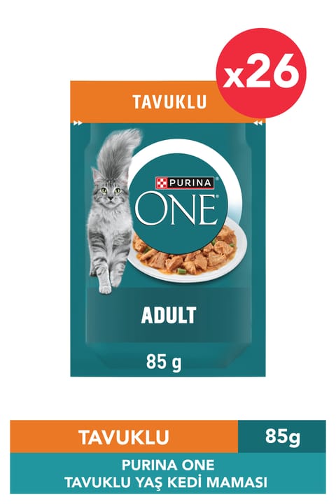 Purina One غذای مرطوب گربه بالغ با مرغ و لوبیا سبز 26×85 گرم
