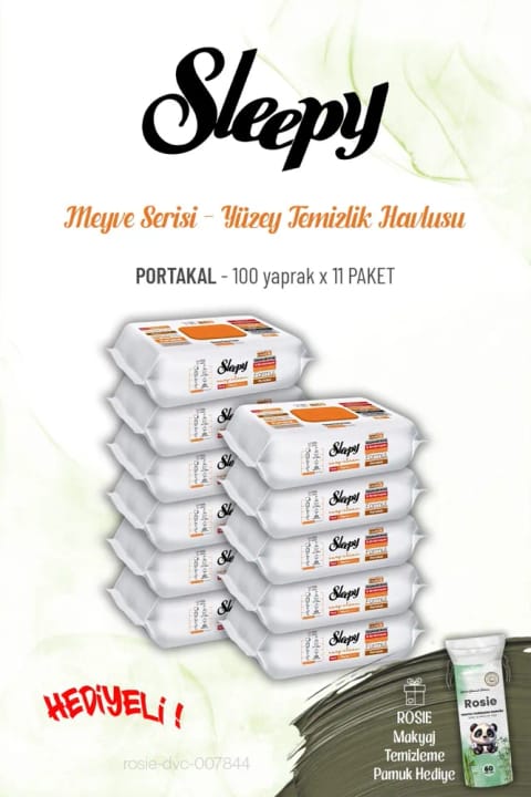 دستمال تمیزکننده سطح Sleepy پرتقال 100 برگ بسته 11 عددی و ROSIE