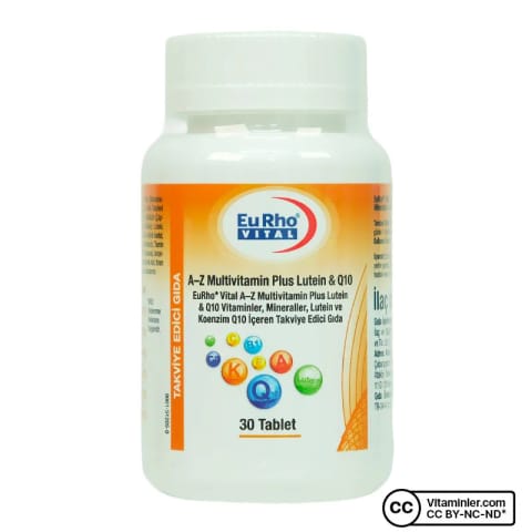 Eurho Vital A-Z مولتی‌ویتامین پلاس لوتئین و کوآنزیم Q10 - 30 قرص