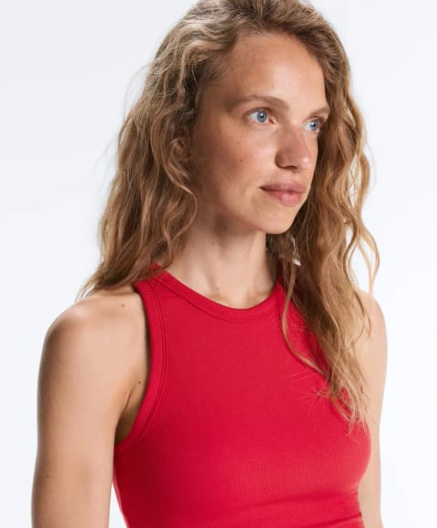 تیشرت بلند ریب Oysho مدل Rib modal blend long tank top