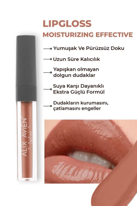 Alix Avien براق کننده لب مرطوب کننده ماندگار و بدون حس چسبندگی — 05 Soft Caramel