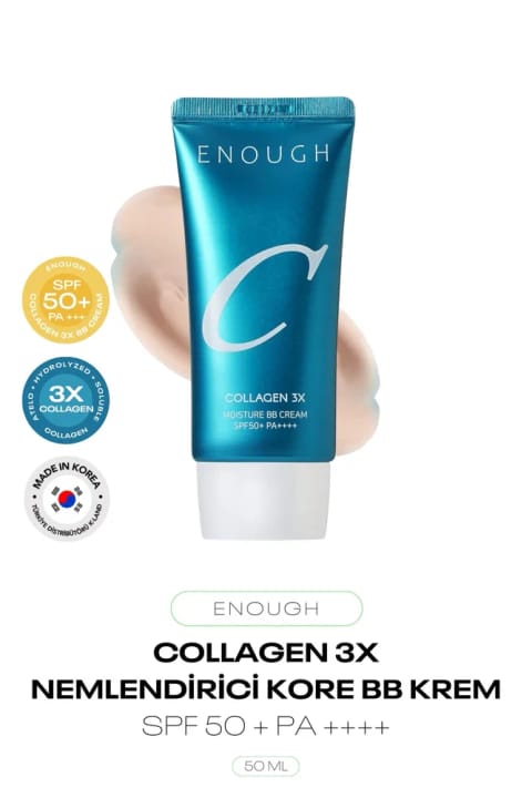 Enough بی‌بی کرم کره‌ای 3X Collagen مرطوب‌کننده SPF 50+