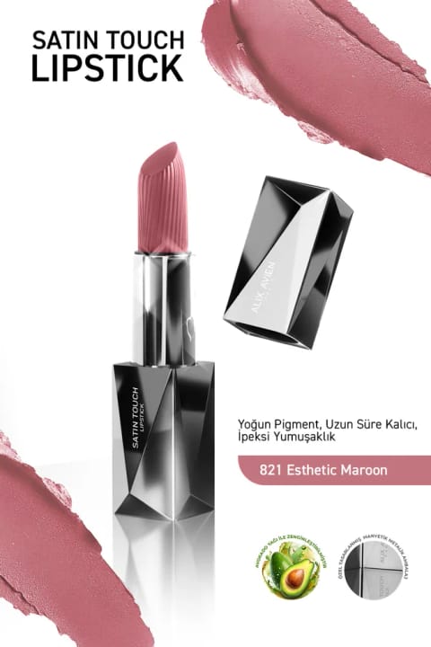 Alix Avien رژ لب نیمه مات بلند ماندگار مرطوبکننده با اثری صاف - ساتن — 821 Esthetic Maroon