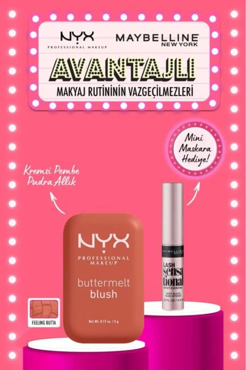 NYX Professional Makeup Buttermelt Blush کرمی صورتی پودر رژگونه 09 و Lash S...