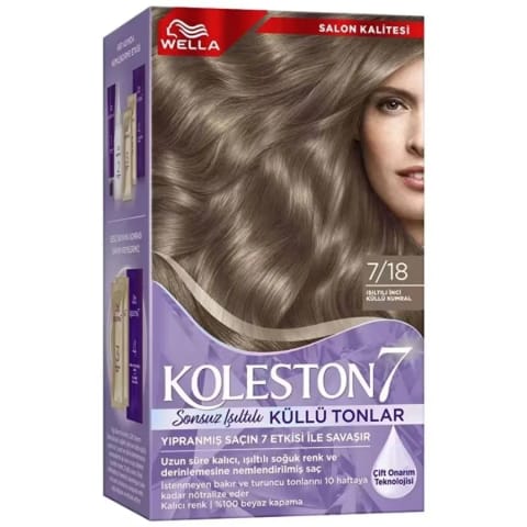 کیت رنگ مو Koleston Supreme 7/18 بلوند خاکستری مرواریدی درخشان