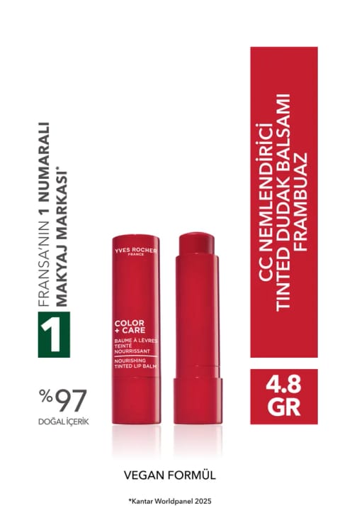 Yves Rocher بالم لب رنگی مرطوبکننده CC - طعم تمشک