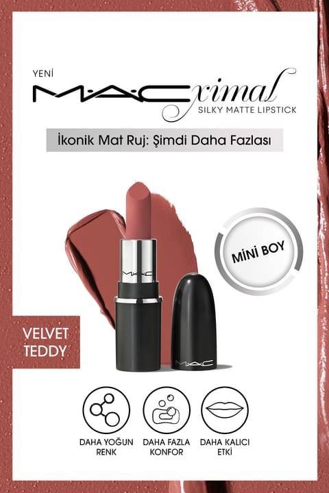 رژ لب مات ابریشمی MACximal مینی M.A.C - رنگ Velvet Teddy ۱.۸ گرم