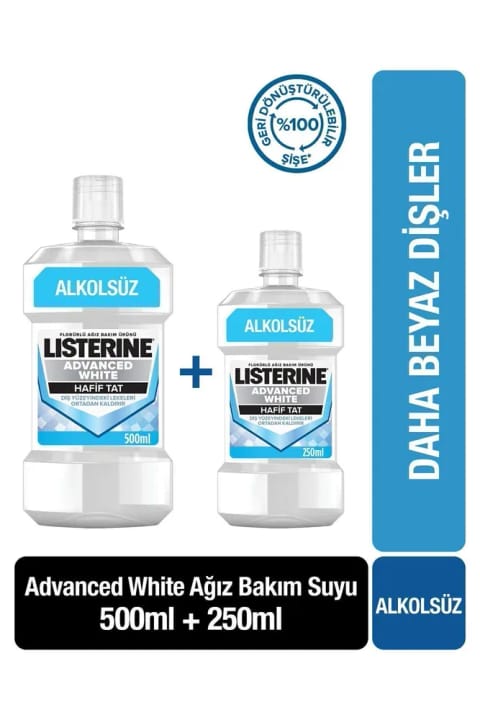 لیسترین Advanced White دهانشویه 500+250 میلیلیتر