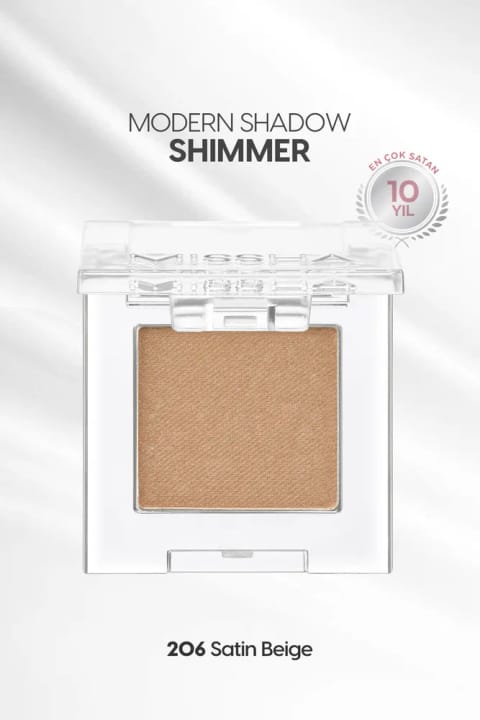 Missha سایه تک رنگ براق با ماندگاری بالا و کاربرد آسان Modern Shadow — 206 Satin Beige