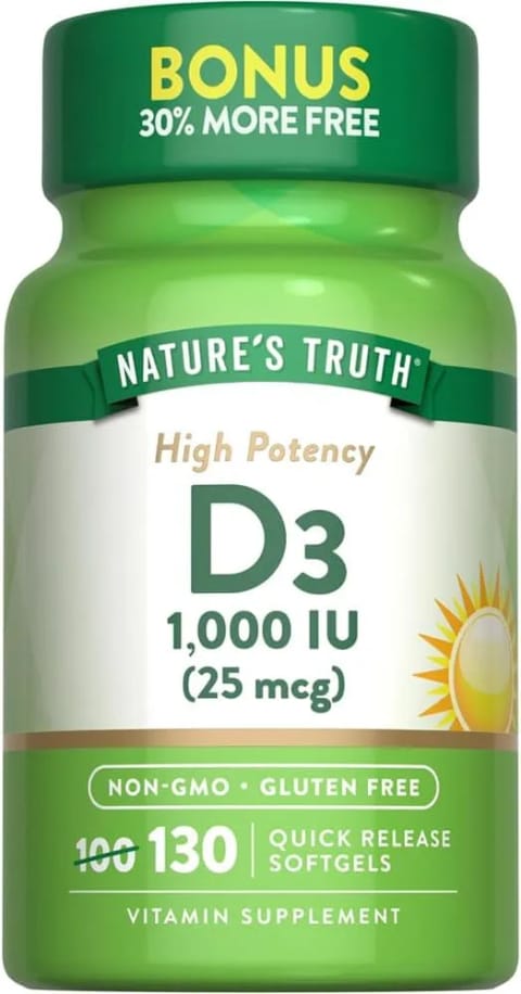 Nature's Truth ویتامین D3 1000 iu ۱۳۰ کپسول