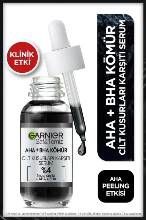 گارنیر AHA+BHA سرم فوق‌العاده پوشاننده عیوب پوست %4 [Niacinamide + Peeling]