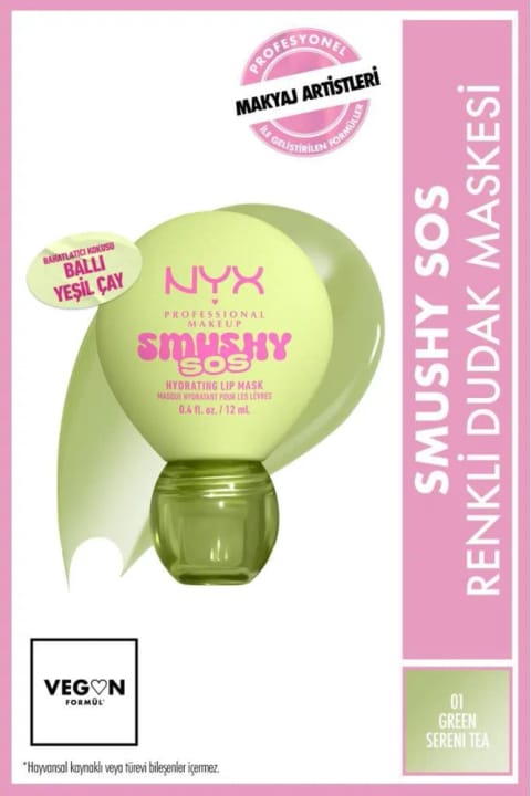 NYX Professional Makeup Smushy SOS ماسک لب رنگی با تاثیر آبرسانی شدید — 01 Green Sereni Tea