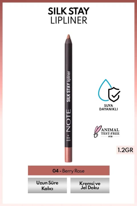خط لب NOTE Silk Stay Lipliner ضدآب ابریشمی - 04 Berry Rose