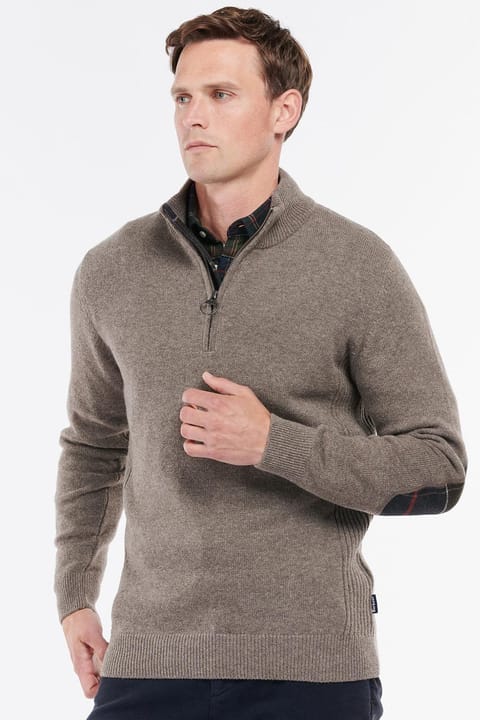 سویشرت نیمزیپ بافت Barbour مدل Holden رنگ OL76 Military Marl